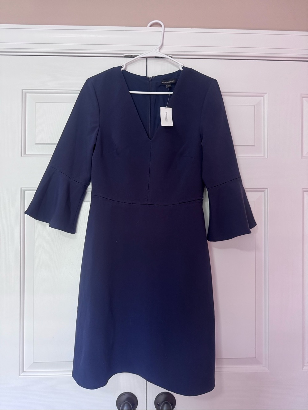 Banana Republic Navy V-Neck Bell Sleeve Dress